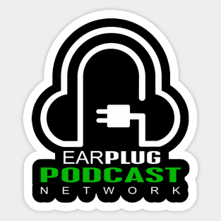 Classic White Earplug Podcast Network Logo Design Sticker